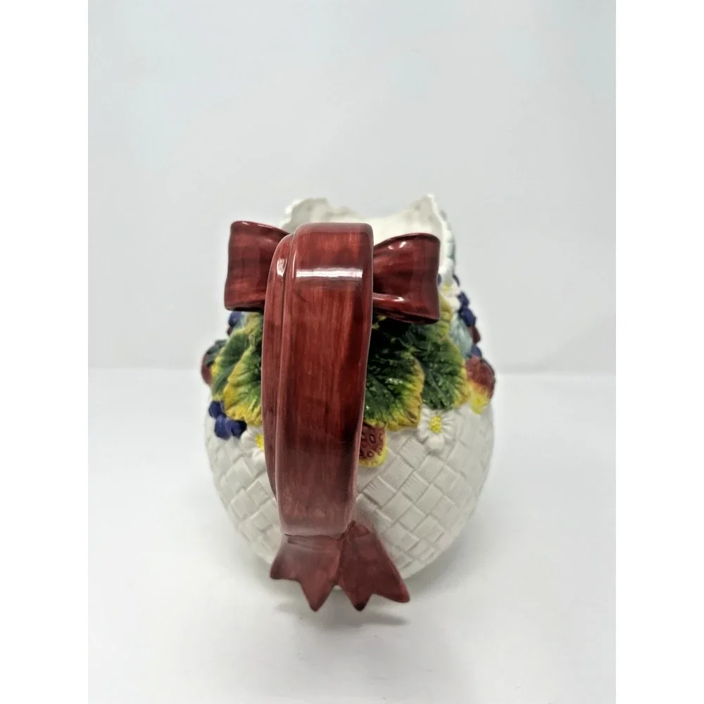 Fitz & Floyd‎ Berry Patch 1995 Ribbon Handle Pitcher Bouquet Holder